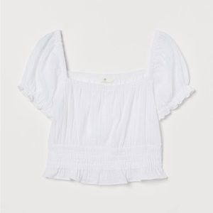H&M White Cotton Top Sz M New translucent fabric.